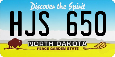 ND license plate HJS650
