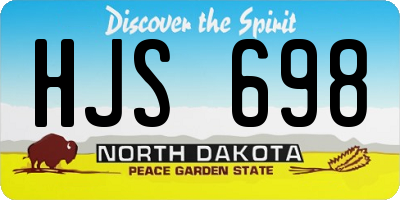 ND license plate HJS698