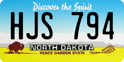 ND license plate HJS794