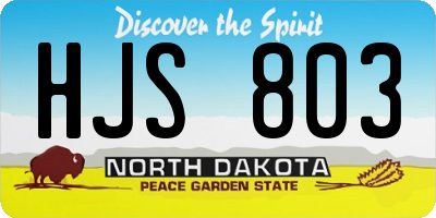 ND license plate HJS803