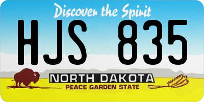 ND license plate HJS835