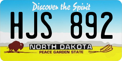 ND license plate HJS892