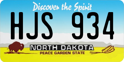 ND license plate HJS934