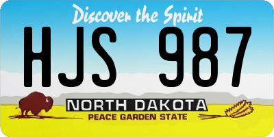 ND license plate HJS987