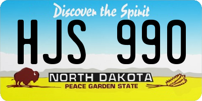 ND license plate HJS990