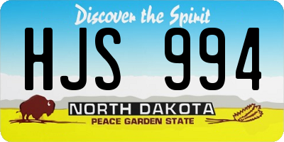 ND license plate HJS994