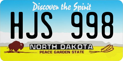 ND license plate HJS998