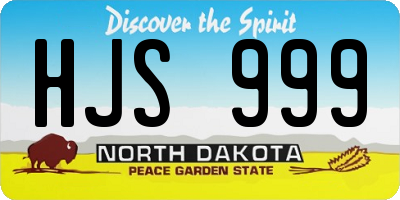 ND license plate HJS999