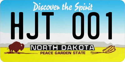 ND license plate HJT001