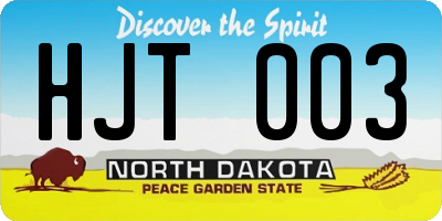 ND license plate HJT003