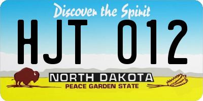 ND license plate HJT012