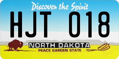 ND license plate HJT018
