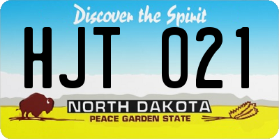 ND license plate HJT021