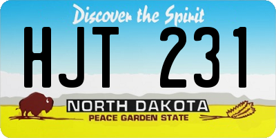 ND license plate HJT231