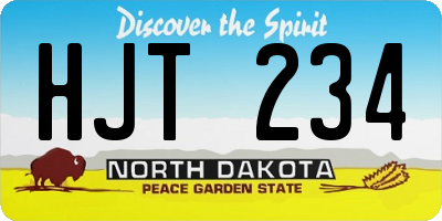 ND license plate HJT234