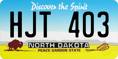 ND license plate HJT403