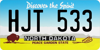 ND license plate HJT533