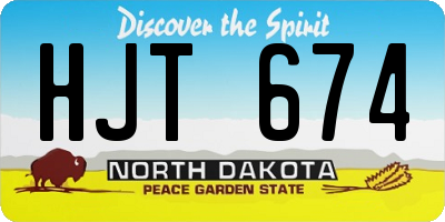 ND license plate HJT674