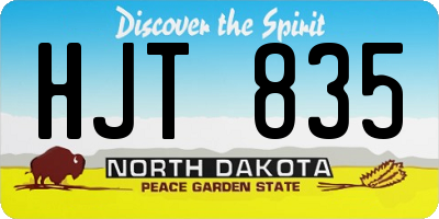 ND license plate HJT835