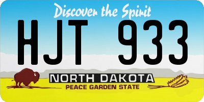 ND license plate HJT933