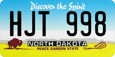 ND license plate HJT998