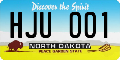 ND license plate HJU001