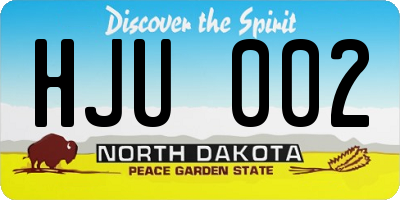 ND license plate HJU002