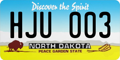 ND license plate HJU003