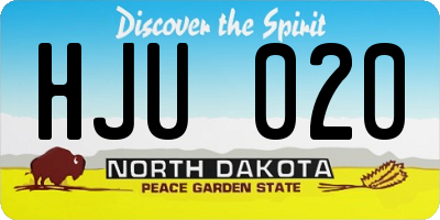 ND license plate HJU020