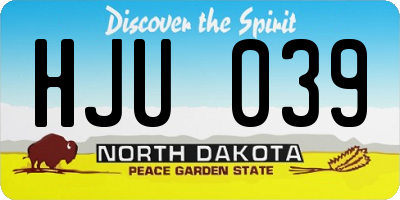 ND license plate HJU039