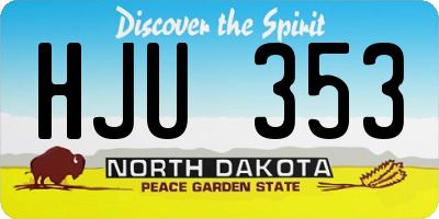 ND license plate HJU353