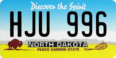 ND license plate HJU996