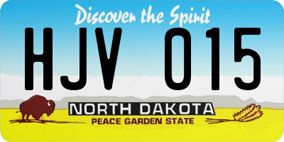 ND license plate HJV015