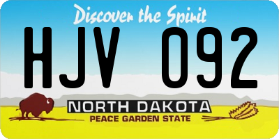 ND license plate HJV092