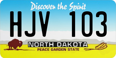 ND license plate HJV103