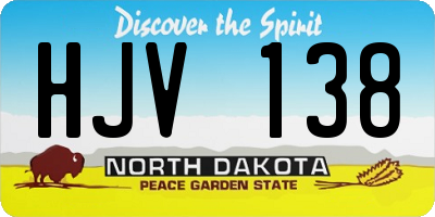 ND license plate HJV138