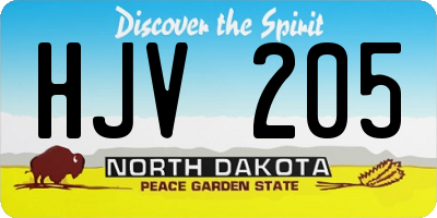 ND license plate HJV205