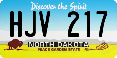 ND license plate HJV217