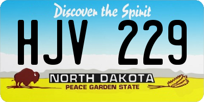 ND license plate HJV229