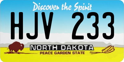 ND license plate HJV233