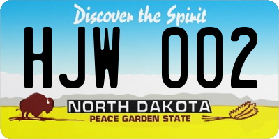 ND license plate HJW002