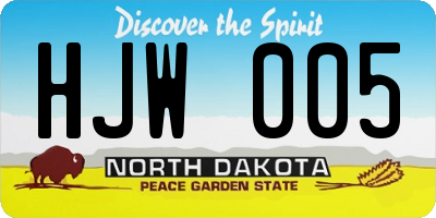 ND license plate HJW005