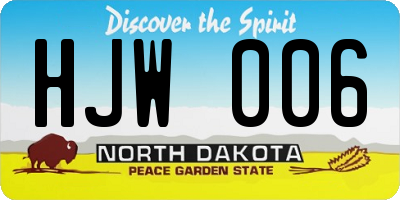 ND license plate HJW006