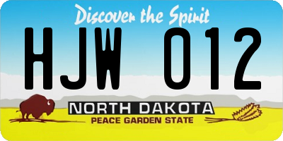 ND license plate HJW012