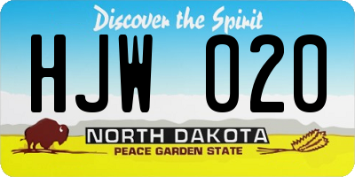 ND license plate HJW020