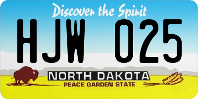 ND license plate HJW025