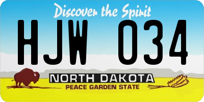 ND license plate HJW034
