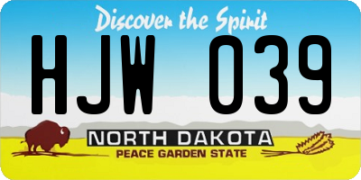 ND license plate HJW039