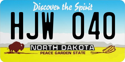 ND license plate HJW040