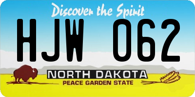 ND license plate HJW062